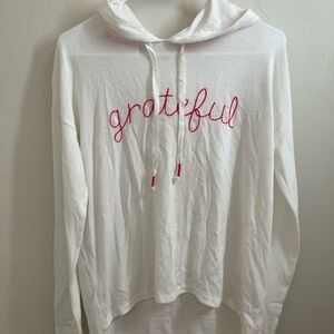 PJ Salvage Super Soft Embroidered Grateful White Hoodie
